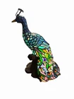 Vintage Tiffany Style 16" Turquoise Peacock Stained Glass Table Lamp! READ