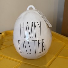 Rae Dunn by Magenta HAPPY EASTER Large Ceramic Egg Holiday Decor