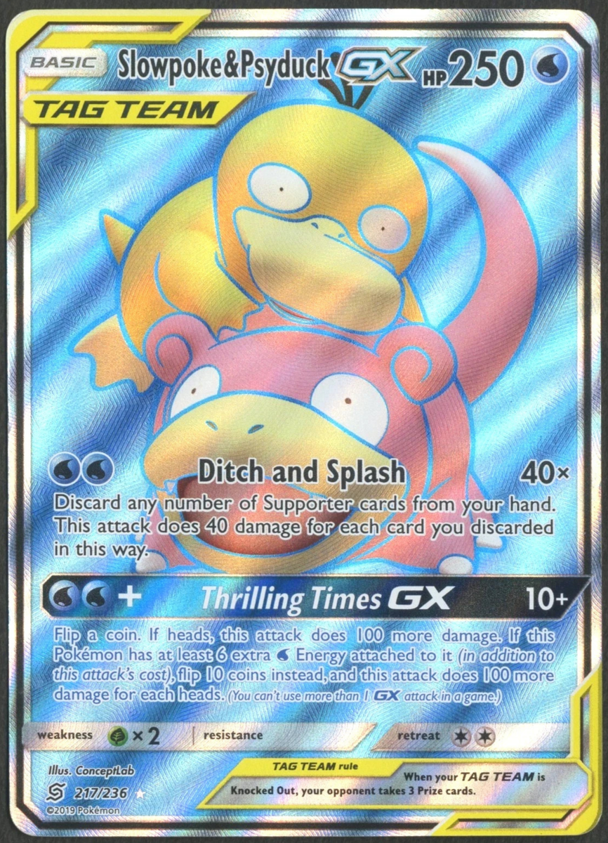 FULL ART Slowpoke & Psyduck GX Tag Team ULTRA RARE 217/236 Pokemon