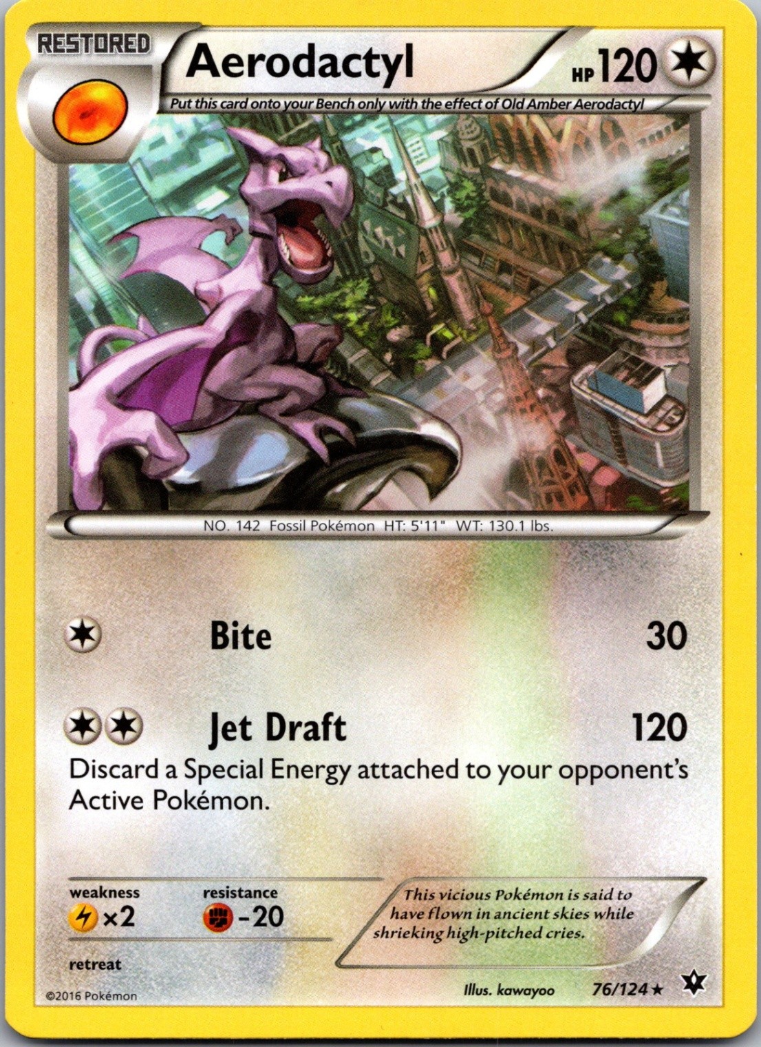 Aerodactyl Rare XY - Fates Collide 76/124 LP-NM