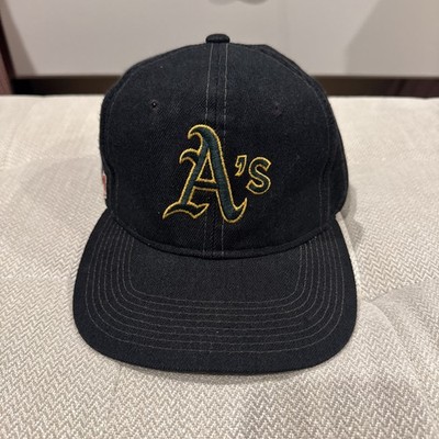 Vintage Sports Oakland A's Hat Snapback Plain Logo Black Dome MLB