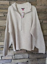 Vince Camuto Women's Half-Zip Pullover Ribbed Knit Fashion Sweater Malted XL NWT