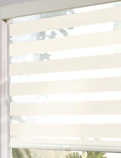 Persilux Cordless Zebra Blinds for Windows (24" W x 72" H, Beige)