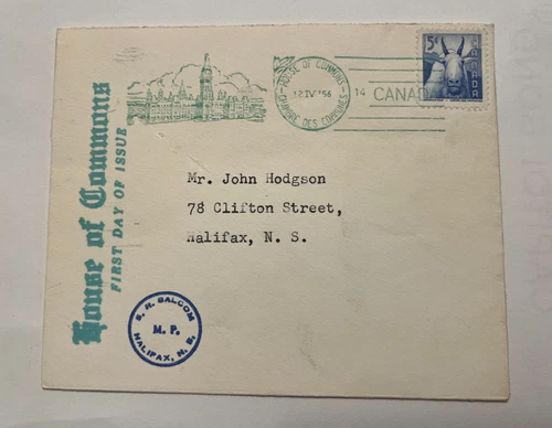 1956 First Day Issue; Canada 5c Stamp; Mountain Goat; House of Commons