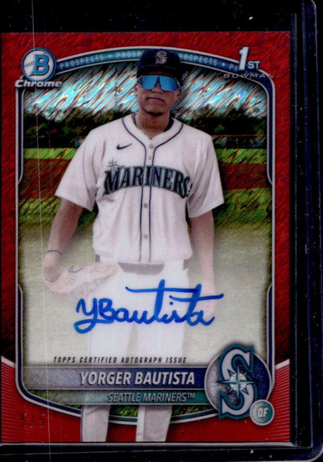2025 Bowman Chrome Yorger Bautista Auto Red Shimmer Refractor 1st Prospect #5/5