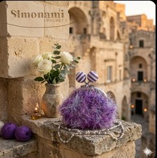 Portamonete Clic Clac Crochet Simonami - Handmade Viola + Spedizione Gratuita