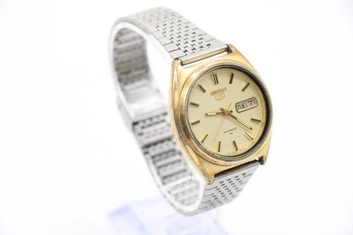 F Vintage Gents Automatic Watch Seiko 5 7009-8331 Running Keep Time Day/Date