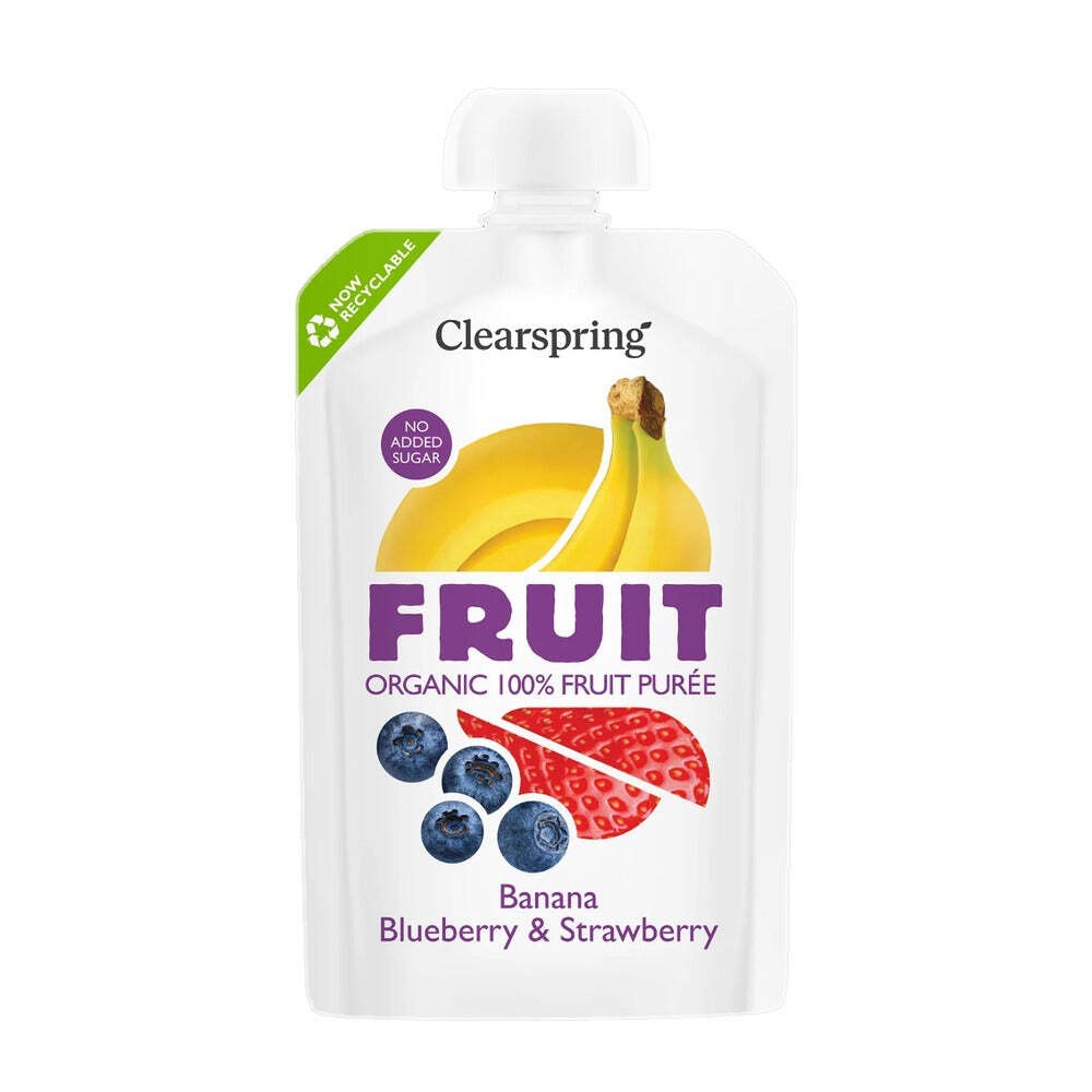 Clearspring Organic Banana Blueberry Strawberry Fruit Puree 100g