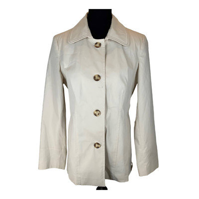 Per Una x Marks & Spencer | Sz 12 | Women's Cream Button Front Lined Rain Jacket