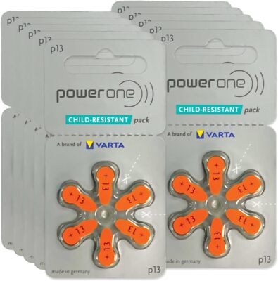PowerOne 13 Size 13 Hearing aid Batteries Zinc air Mercury free 12-300 Batteries