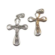 18K Gold Curved Cross Pendant