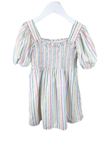 Gap Kids Girls' Striped Smocked Dress White/Multi Size XS (4-5) - Picture 2 of 4