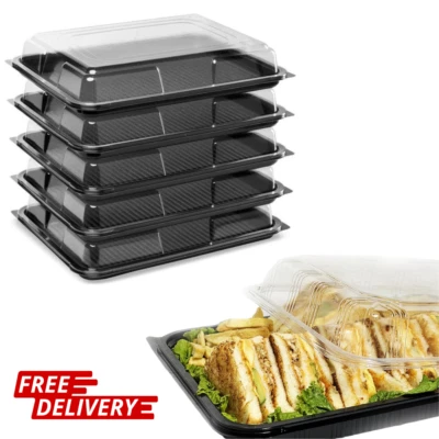 Catering Food Platter Trays & Lids for Parties, Sandwiches, Cakes - 34x24x6