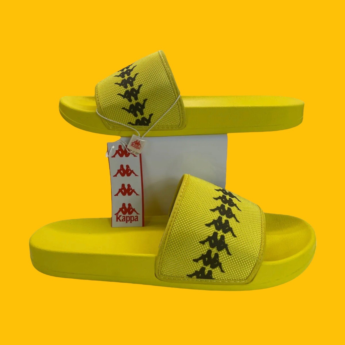 KAPPA 222 Banda Adam 12 Mens Size 13 Slides Yellow Flou 