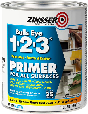 Rust-Oleum ZINSSER 1 Qt 02004 White, Bulls Eye 1-2-3 Water-Based Stain Blocking 