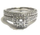 GIA 14k white gold 1.03ct round diamond Halo engagement ring wedding band 6.2g  — photo 4
