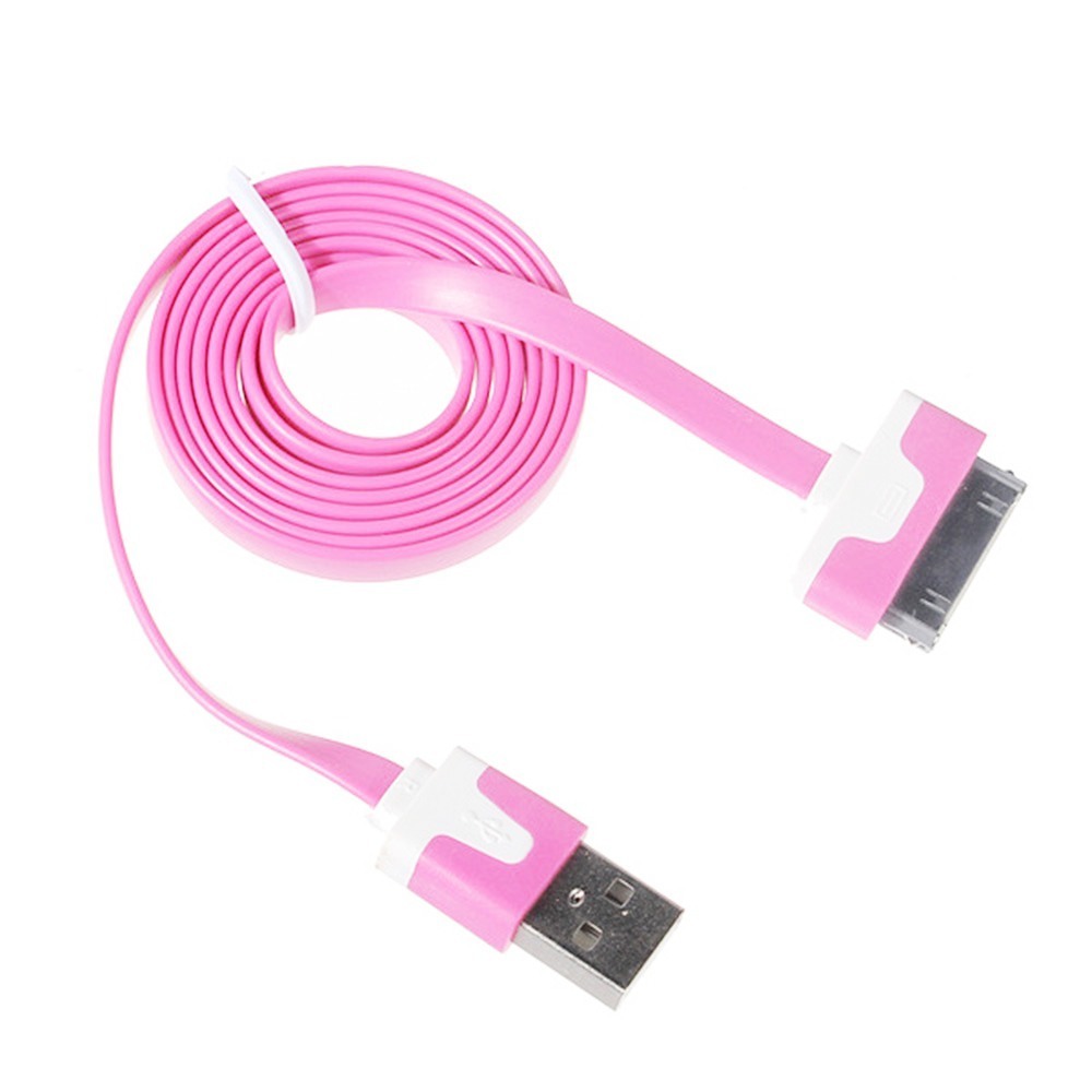 2m Flat Pink USB Charger Cable for iPhone 4S 4 iPad 1 2 Data Sync