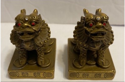 Set of 2 Feng Shui Brass 2" Pi Yao Pi Xiu Statue | eBay