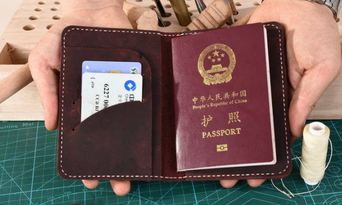 Cow Leather Bifold Passport Wallet Card Holder Purse Brown Pocket Bag-image