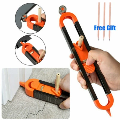 Professional Gauge Carpenter Tool Profile Scribing Ruler Contour Gauge+3 Pencils