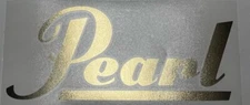 Pearl Drum Logo Bass Drum Decal Die cut - GOLD Chrome mirror 8" wide