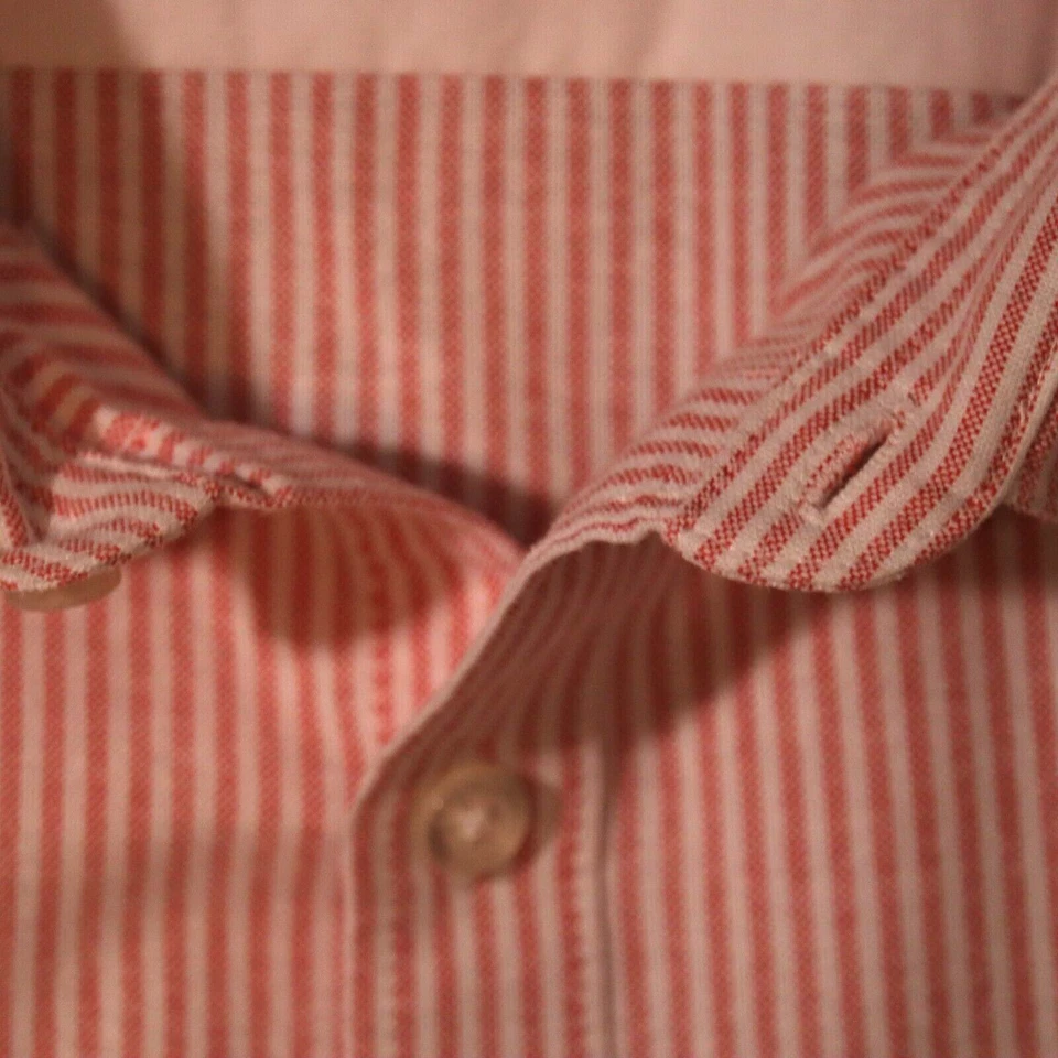 Camisa de Vestir Original Penguin Heritage Calce Ajustado Abotonada Rosa Rayas Talla L Foto 4 de 4