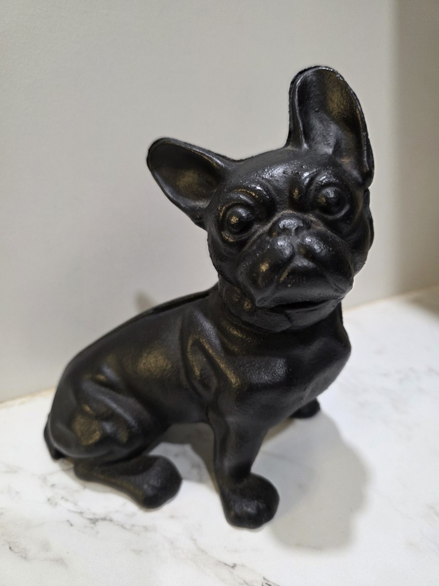 Vintage Hubley Style French Bulldog Cast Iron Doorstop Bank