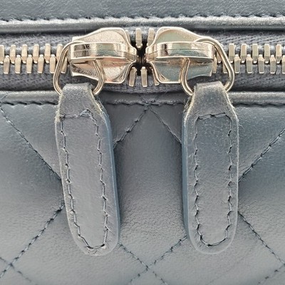 Chanel Quilted Lambskin Jewelry Travel Case/Box/Bag Blue Leather