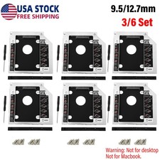 9.5mm 12.7mm For SATA 2nd HDD SSD Hard Drive Caddy CD/DVD-ROM Optical Bay 3/6Set