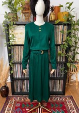 Vintage 1980s Green Belted Dress