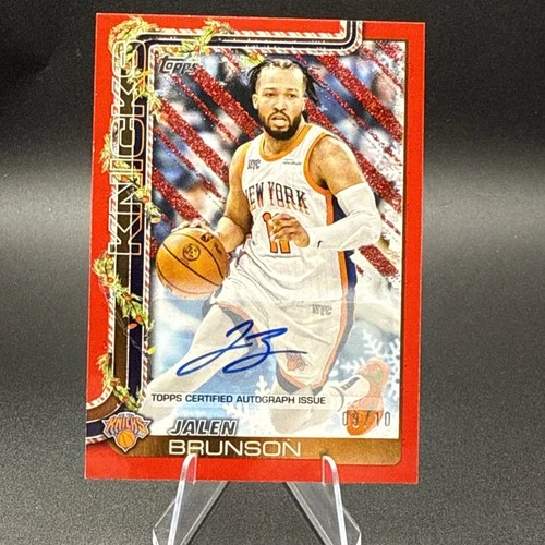 Jalen Brunson 2025 Topps Holiday Basketball Autograph Red 09/10