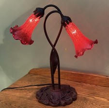 Vintage Tulip Calla Lily Table Lamp With 2 Re...