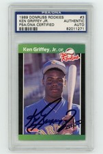 Ken Griffey Jr Signed 1989 Donruss The Rookies #3 288/500 PSA DNA COA HOF RC