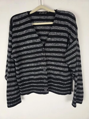 Vintage Sinclair sophisticated & Traditional Black Striped Strickjacke. Gr.L-XL - Bild 1 von 4