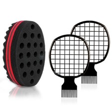 3 Pcs Afro Twist Upgrade Set: Hair Sponge Double-sided and 2 Twist Comb, Curl...