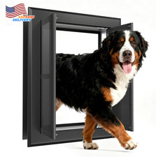 Aluminum French Large Dog Door Magnetic Flaps With Aluminum Telescoping Tunnel