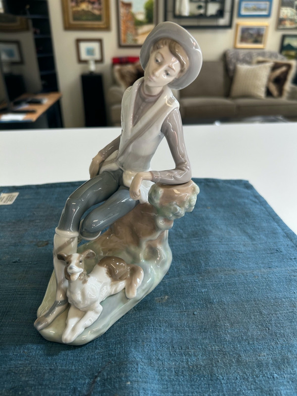 SUPERB RETIRED 7 3/4" Lladro #4659 SHEPHERD BOY w/DOG FIGURINE Glazed MINT