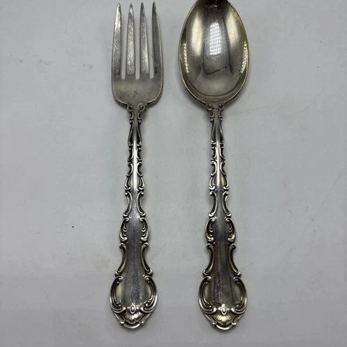 Gorham Strasbourg Sterling Serving Spoon & Serving Fork 8 1/2" Set
