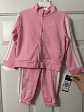 Adidas Girls Pink 2-Piece Tracksuit Jacket  Jogger Pants Set Size 2T NWT