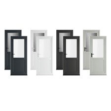 Bespoke PVC Single Door Clear Half Glass/Frame RH Double Glazing Made To Measure