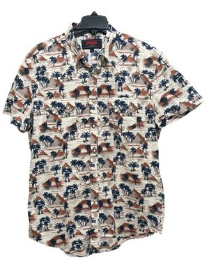 Rock&Roll Denim Men s Vacation Print Western Snap Shirt, Tropical Design XL