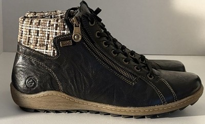 Remonte TEX R1432-22 Leather Ankle Boots W/Knit Cuff-Water Resistant