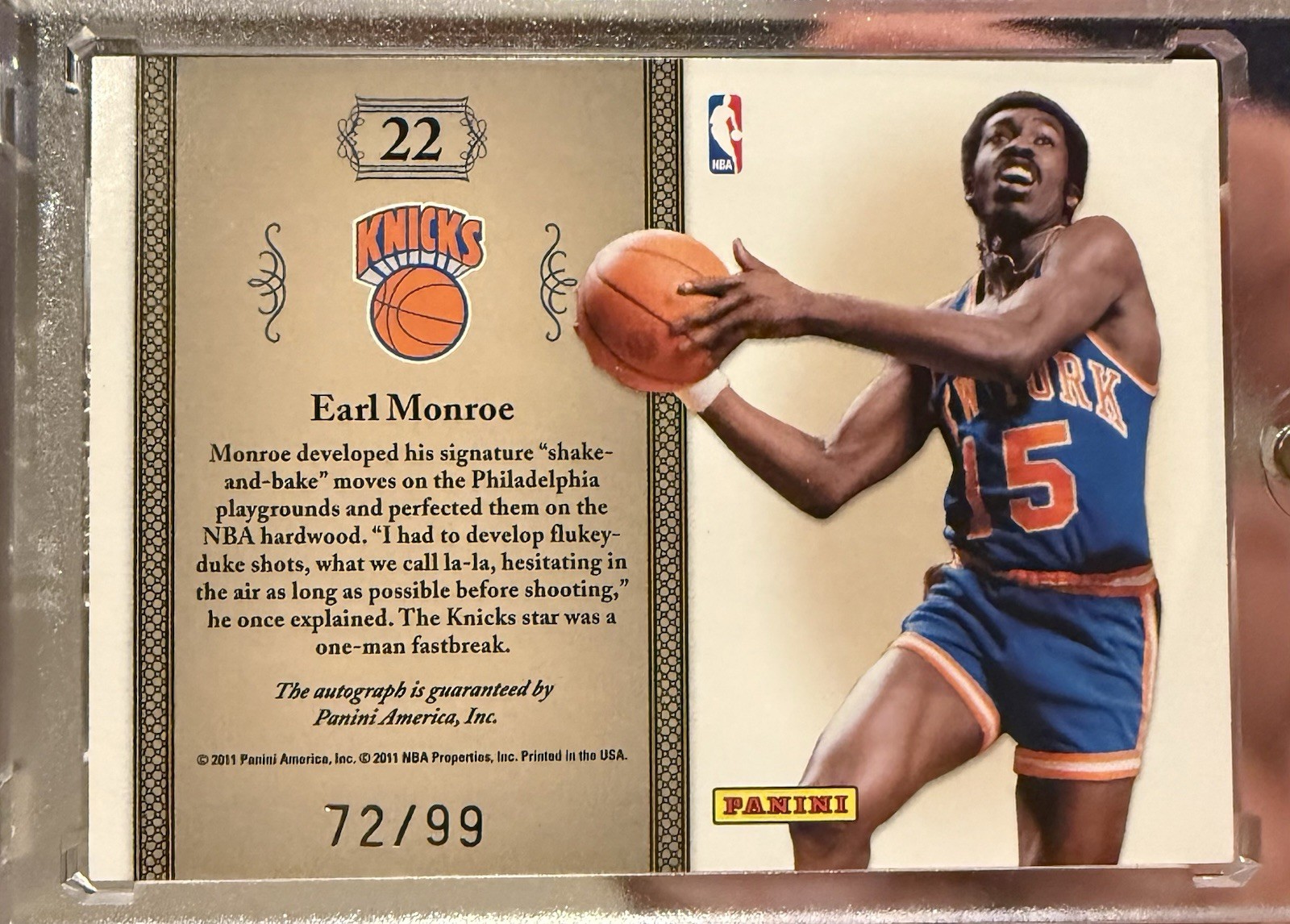 Earl Monroe 2011 National Treasures Patch Auto /99 New York Knicks MINT view 4