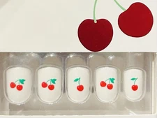 Red Aspen Press On Short Square Shiny Cherry On Top 🍒