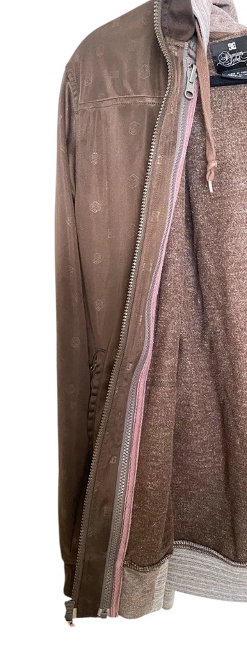 Vintage DC All Over Logo Print Jacket w/ Removable Hoodie Y2K Skateboard Size L - Image 3 of 4