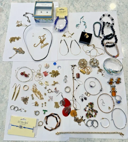Huge Lot Costume Jewelry, Gold Plate, Vintage Pieces, New + used, stones, silver