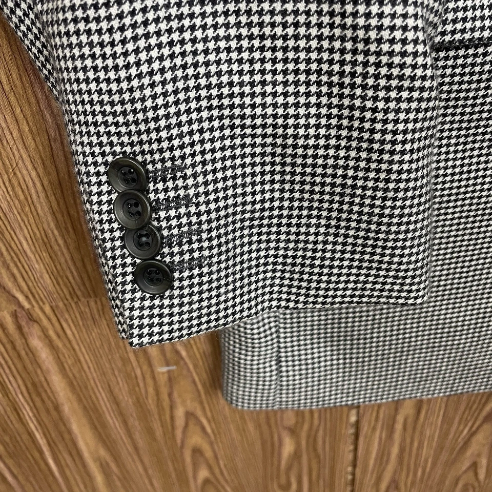 Abrigo deportivo Arnold Brant para hombre 40L blanco pata de gallo Loro Piana 100 % cachemir Foto 3 de 4