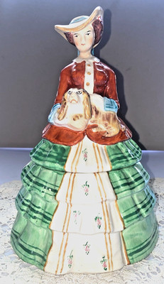 SOUTHERN BELLE ENGLISH CERAMIC 2-PC DRESSER JAR VGC VINTAGE