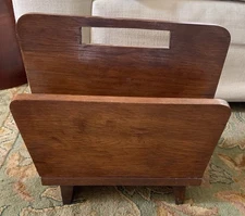 Antique Vintage Handmade Wooden Magazine Newspaper Rack Heavy. 14.5” W 15” H