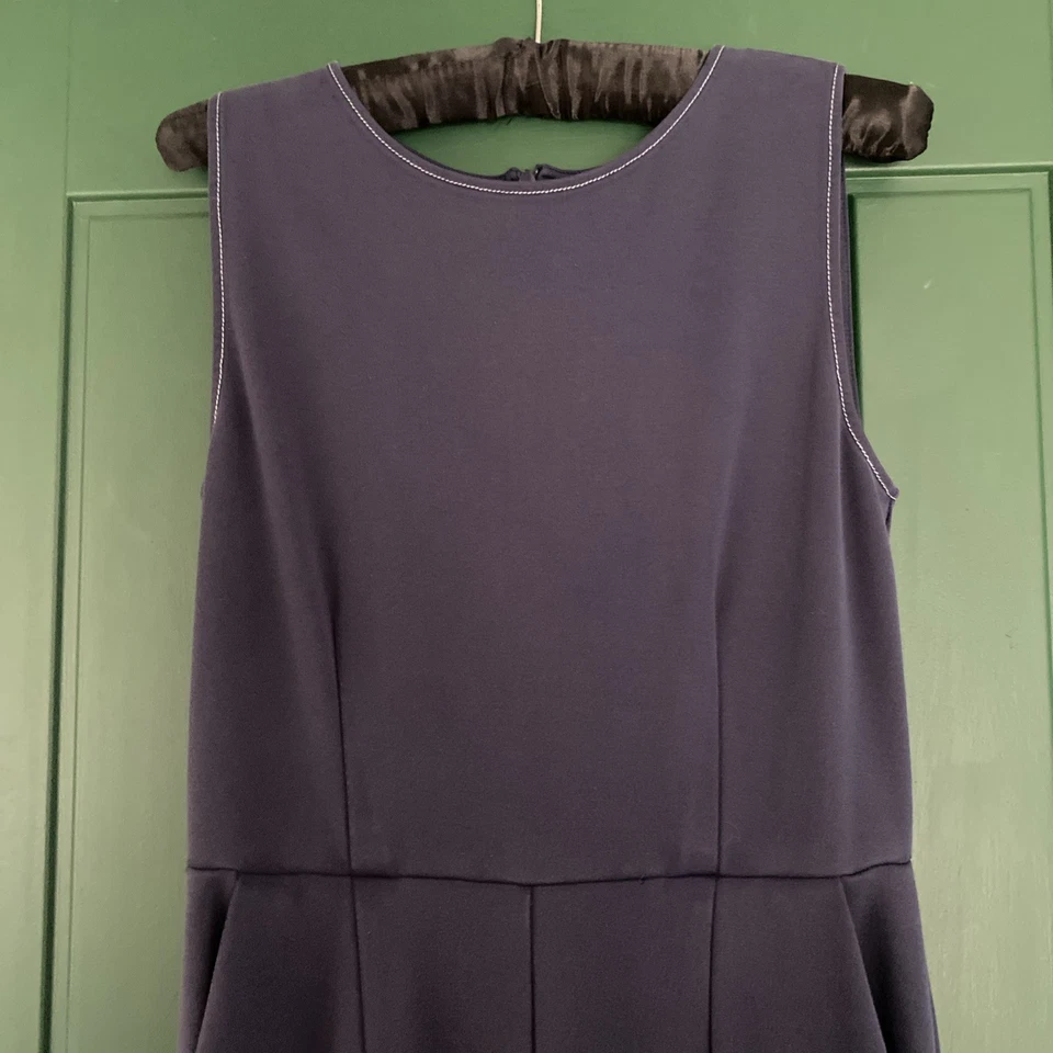 Lk Bennett Jumpsuit Size 10 12 Navy Crop Fitted Cotton - Image 2 of 4